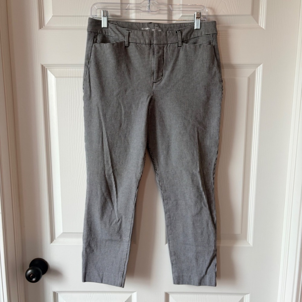 Old Navy Pixie High Rise Ankle Pants Black‎ White Check Size 10